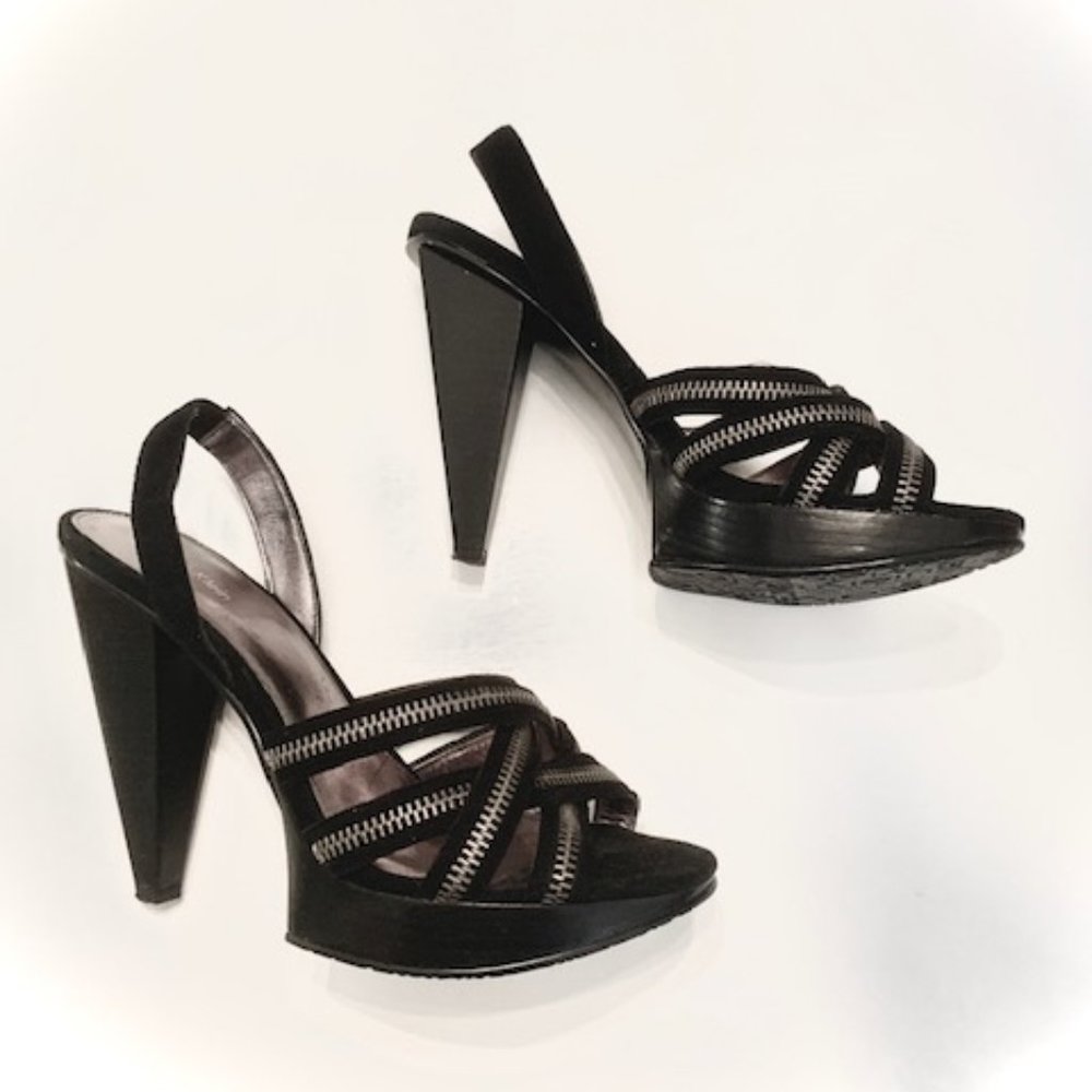 Calvin Klein Black Suede and Zipper Heels